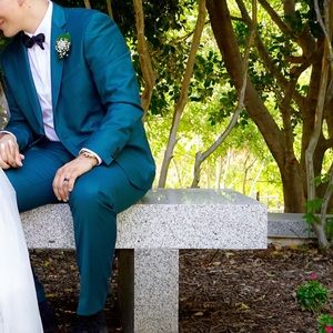 Teal green slimy fit suit